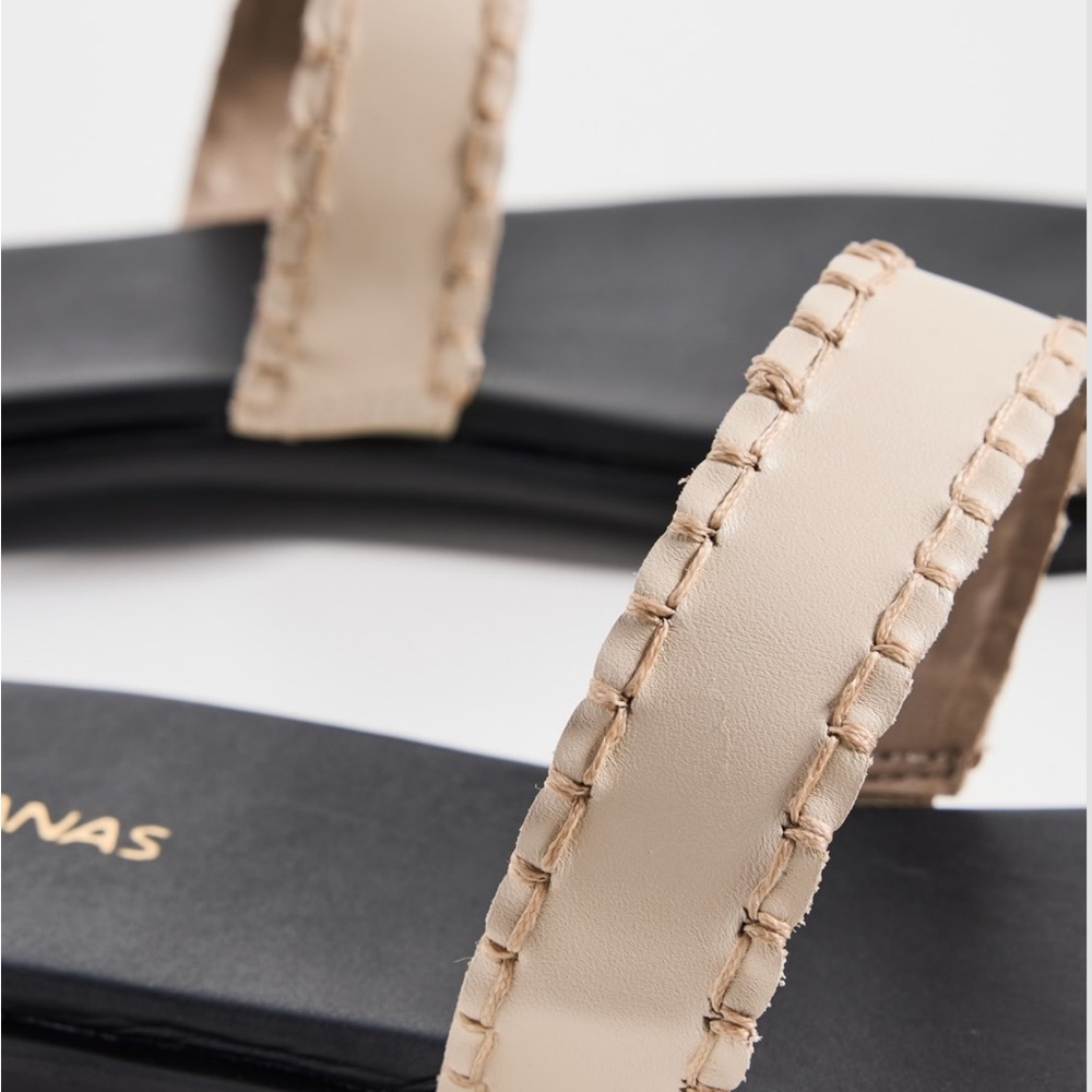 Kaanas Pirita Beige Braided Strap Toe-Loop Slide Sandals - Picture 4 of 6